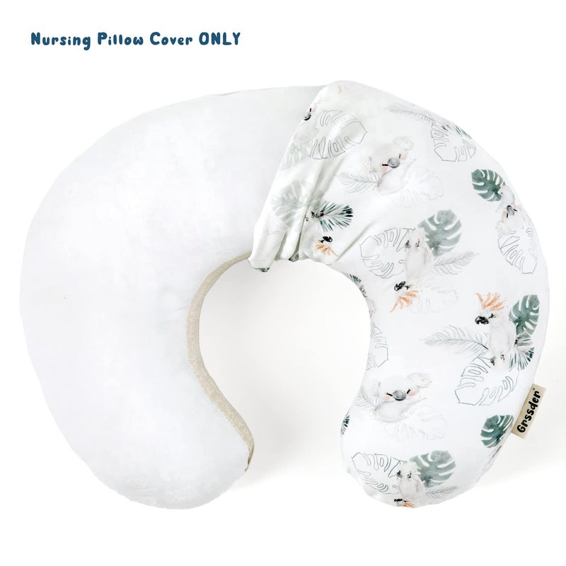 GRSSDER Soft Stretchy Minky Nursing Pillow Cover, Breastfeeding Pillow Slipcover for Boys & Girls, Nursing Pillow Case for Newborn, Stylish Watercolor Animals, Mint Green - Image 3
