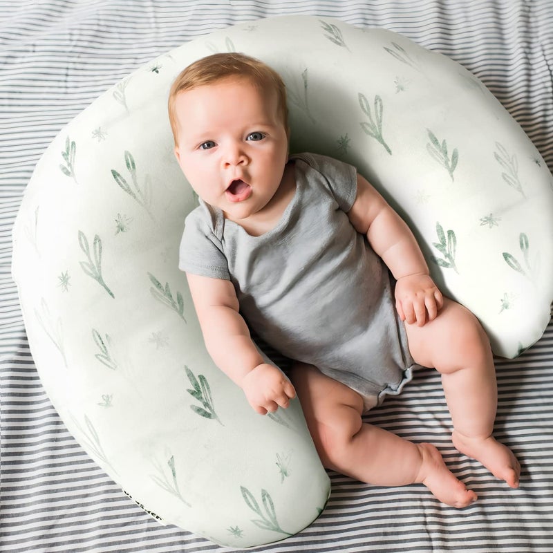 GRSSDER Soft Stretchy Minky Nursing Pillow Cover, Breastfeeding Pillow Slipcover for Boys & Girls, Nursing Pillow Case for Newborn, Stylish Watercolor Animals, Mint Green - Image 5
