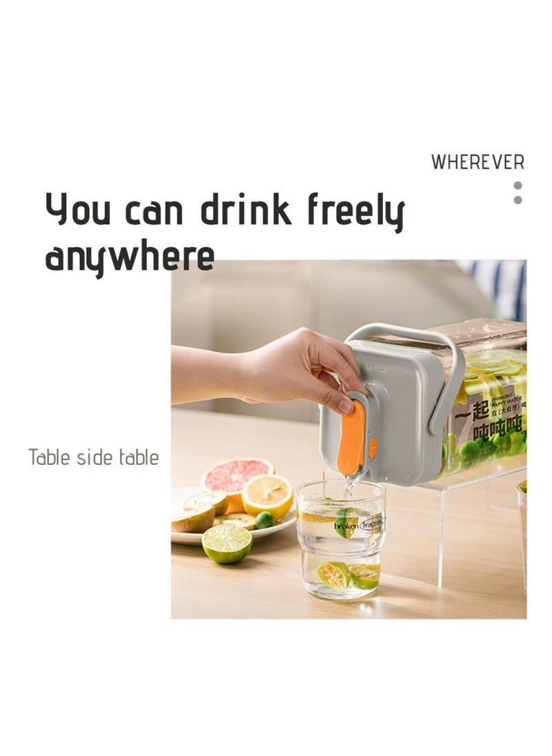 KASTWAVE Fridge Drink Container 3.5L Large Capacity Beverage Dispenser Refrigerator Water Bottle with Lid Handle Plastic Iced Beverage Dispenser with Leak Proof Spigot Cold Kettle Milk Lemonade Juice Tea  - Image 2