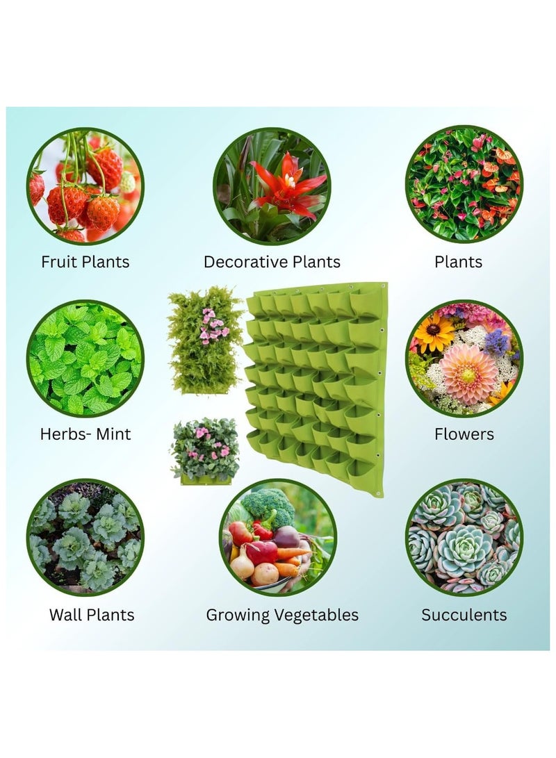 Generic Non Woven Felt Cloth Pocket Planter Bag, Colour - Green, Dimension: 100 CM Length X 100 CM Width, 49-pocket bag, Vertical Planter Pockets for Herbs, Flowers, Vegetables, Succulents  - Image 2