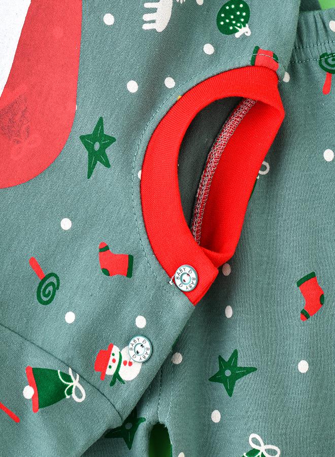 babyqlo Santa Face Green Pajama Set for Kids - Image 5