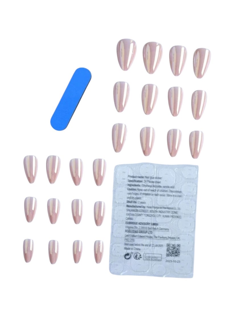 Shein Short almond-shaped reflective mirror artificial nails 24PCS - Image 2