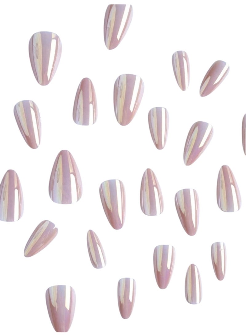 Shein Short almond-shaped reflective mirror artificial nails 24PCS - Image 3