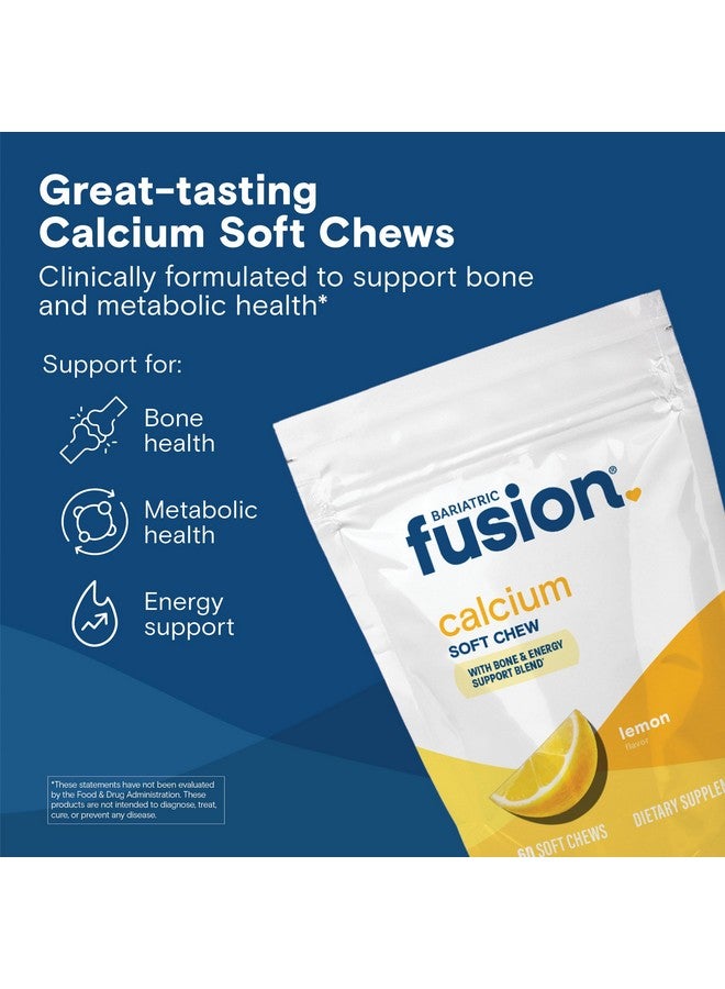 Bariatric Fusion Bariatric Calcium Chews | Calcium Citrate with Vitamin D3 Calcium Supplement Bariatric Vitamin | Sugar Free Calcium Citrate Chewable | Calcium Citrate 500mg | Lemon | 60 Count - Image 1
