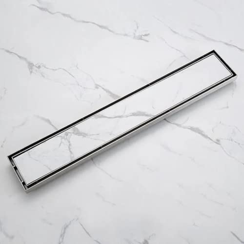 V DRAINS 600x100 mm Tile Marble Insert Floor Shower Drain Channel | Linear (Long) Drain for Bathrooms, Floor, Balconies of SS (Grade AISI 304 18/8) with Cockroach Trap | Center Outlet (24x4 inches) - Image 1