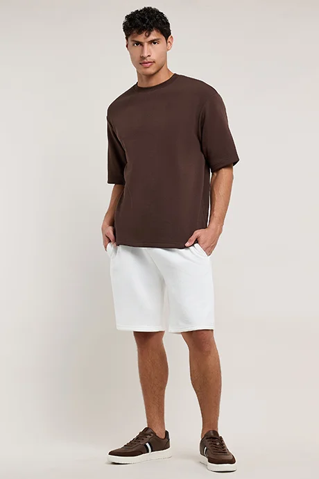 R&B Textured Shorts with Drawstring Waist