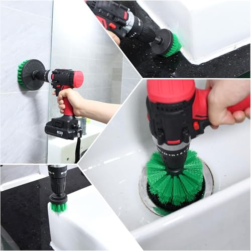 DOUSHI 5 Pcs Plastic Power Scrubber Brush Attachment Set, for Bathroom, Floor, Kitchen, Car (Green, Drill Not Included) - Image 4