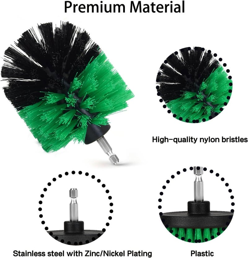 DOUSHI 5 Pcs Plastic Power Scrubber Brush Attachment Set, for Bathroom, Floor, Kitchen, Car (Green, Drill Not Included) - Image 3