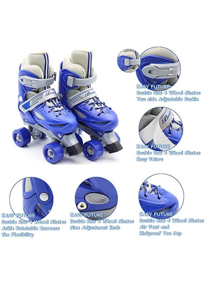 EASY FUTURE Roller Skates Adjustable Size Double Row 4 Wheel Skates for Outdoor Indoor Children Skates for Boys And Girls Blue Colour  - Image 5