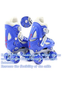 EASY FUTURE Roller Skates Adjustable Size Double Row 4 Wheel Skates for Outdoor Indoor Children Skates for Boys And Girls Blue Colour  - Image 3