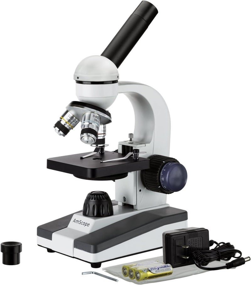 AmScope AmScope M150CEA 40X1000X LED Cordless AllMetal Framework FullGlass Optical Lens Student Compound Microscope with Coarse  Fine Focusing  Digital Camera USB Imager  - Image 1