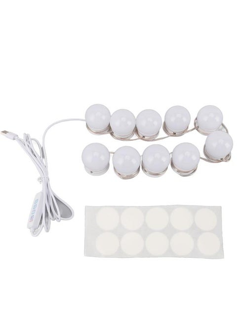 LED Vanity Lights with 10 Dimmable Bulbs USB Adjustable Color and Brightness Mirror Lights for Makeup Dressing Room Bathroom