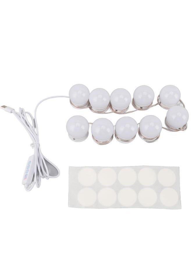 LED Vanity Lights with 10 Dimmable Bulbs USB Adjustable Color and Brightness Mirror Lights for Makeup Dressing Room Bathroom