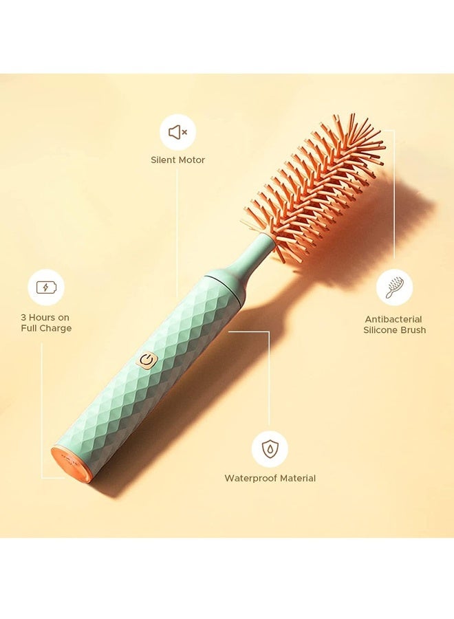Electric Silicone Bottle Brush, Electric Bottle Brush Set with Baby Bottle Brush Cleaner, Nipple Brush, Straw Cleaner Brush, Travel Baby Essentials for Moms Straw Brushes Green - Image 5