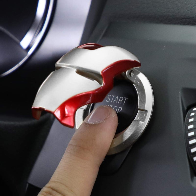 OUMETE Car Engine Start Button Cover ABS Car Ignition Switch Decorative Cover, auto Interior Ignition Accessories car Two-Color Start Ring - Image 3