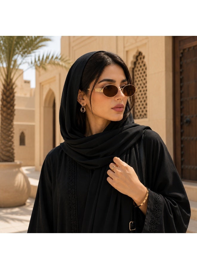 Retro Oval Sunglasses for Men and Women, Gold Metal Frame Black Brown UV400 Eyewear, Lightweight Vintage Fashion Sunglasses with Glasses  Case - Image 1