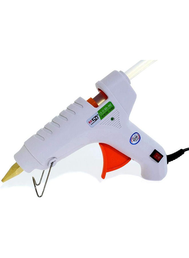 60W Copper Brass Nozzle Hot Melt Glue Gun With Free 10 Pcs 11.2Mm X 250Mm Glue Stick Industrial Gun- White [Tc-Te01C 
