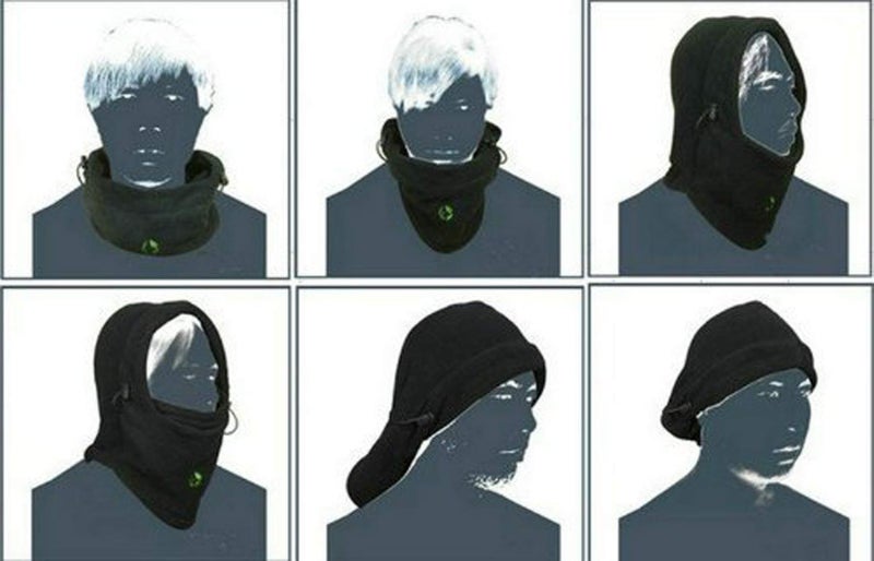 Aadikart Unisex Fleece 6 In 1 Thermal Warm Balaclava Hat Hood Swat Ski Bike Wind Stopper Neck Scarf Mask Caps (Black Grey), Free Size - Image 5