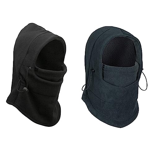 Aadikart Unisex Fleece 6 In 1 Thermal Warm Balaclava Hat Hood Swat Ski Bike Wind Stopper Neck Scarf Mask Caps (Black Grey), Free Size - Image 1