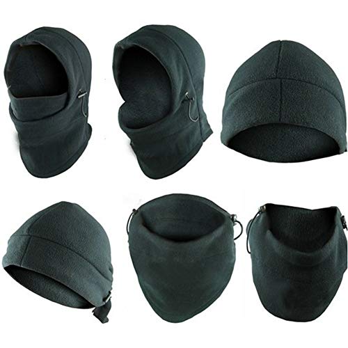 Aadikart Unisex Fleece 6 In 1 Thermal Warm Balaclava Hat Hood Swat Ski Bike Wind Stopper Neck Scarf Mask Caps (Black Grey), Free Size - Image 4