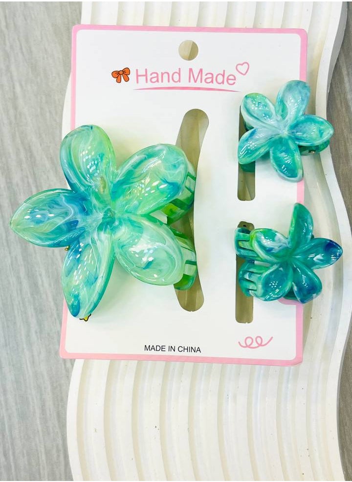 Generic - Set of flower hair clips with vibrant, intertwined colors – 3 pieces for a bright and lively look! - Image 1