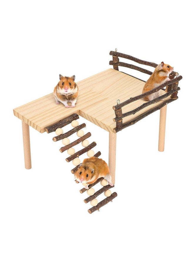 إستنك مجموعة تسلق الهامستر، نشاط لعب خشبي متعدد الأغراض للهامستر، ملعب تسلق صغير مع سلم تسلق للأكل واللعب والراحة - Image 1