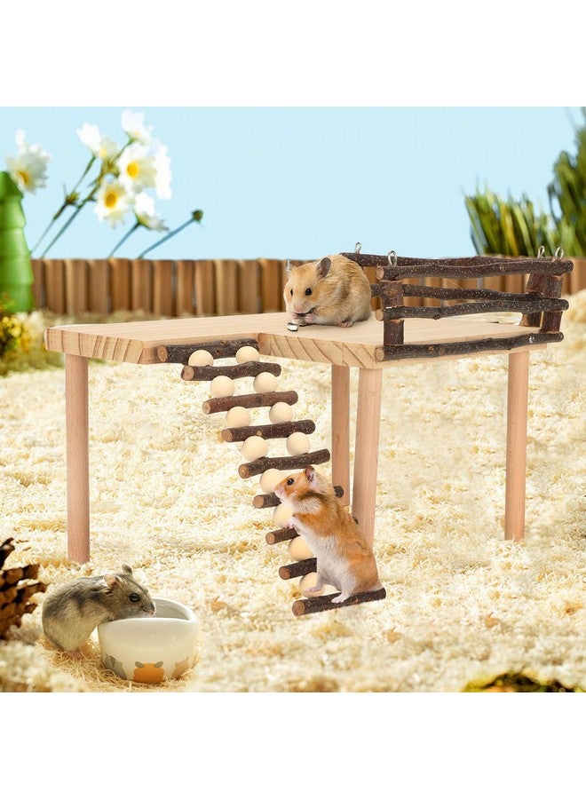 إستنك مجموعة تسلق الهامستر، نشاط لعب خشبي متعدد الأغراض للهامستر، ملعب تسلق صغير مع سلم تسلق للأكل واللعب والراحة - Image 2