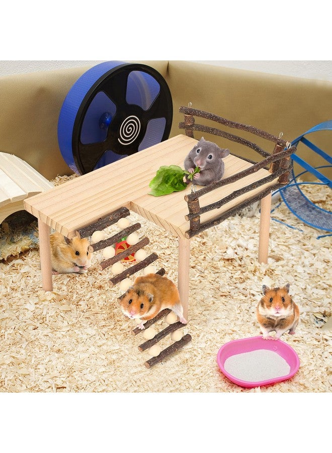 إستنك مجموعة تسلق الهامستر، نشاط لعب خشبي متعدد الأغراض للهامستر، ملعب تسلق صغير مع سلم تسلق للأكل واللعب والراحة - Image 4