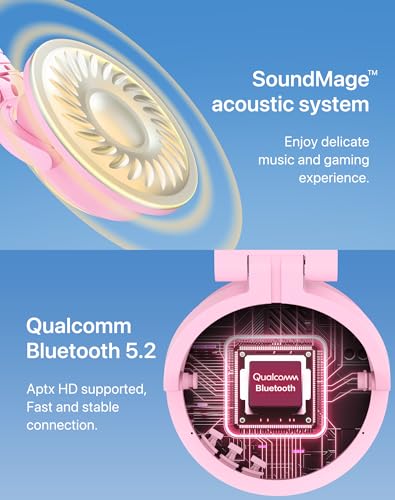 YOWU Cat Ear Headphones CE, Wired/Wireless Pink Gaming Headsets with Seamless Live Sound Experience for PC/PE/Switch/PS4/PS5, Built-in Mic & Customizable RGB Light Effect for Anime Lovers - Image 4