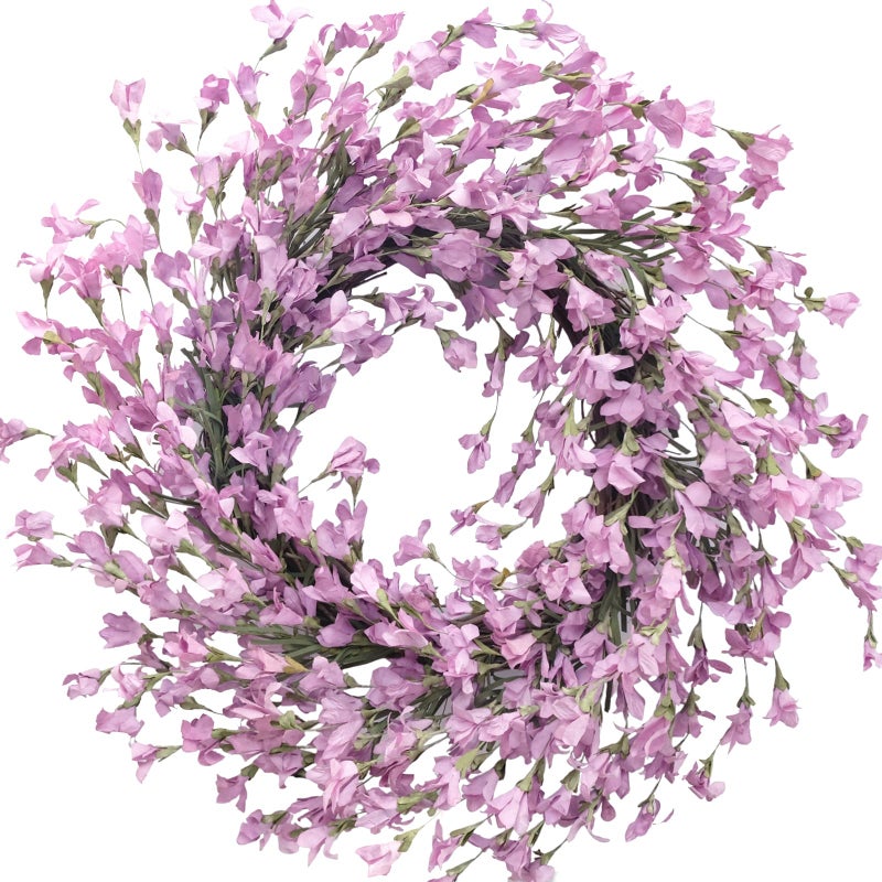 Bibelot Spring Wreath for Front Door, Artificial Forsythia Flower Wreath 18â€™â€™ Artificial Blossom Flower Decoration Farmhouse for Festival Wall Decor - Image 1