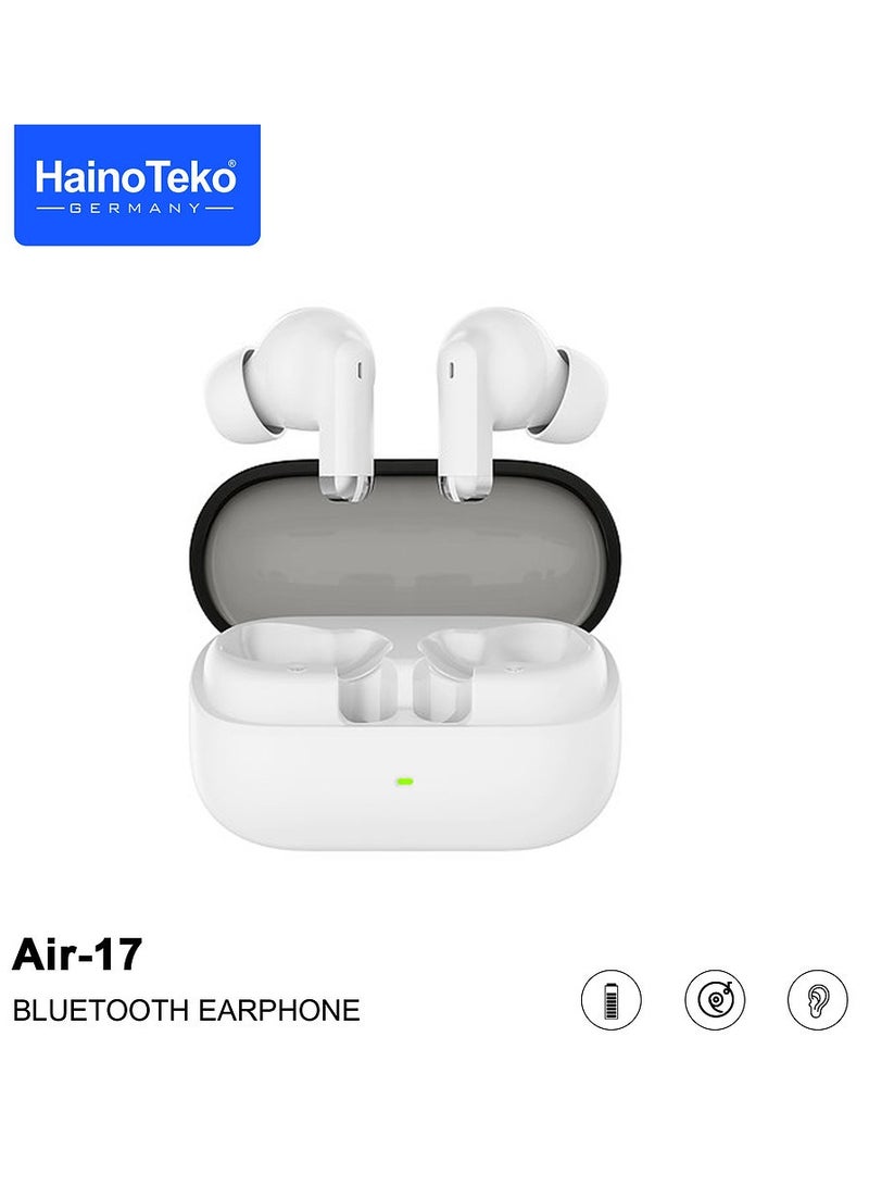 Haino Teko Air-17 True Wireless Earphone Bass Music and Super Clear Mic Designed for iPhone and iPads White - Image 1