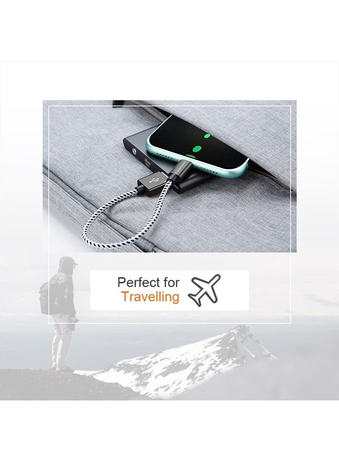 CableCreation كابل شاحن آيفون قصير بطول 0.5 قدم، [معتمد من MFi] كابل بيانات Lightning إلى USB، متوافق مع آيفون 14/14 برو، AirPods برو، آيفون 13/13 برو/12، آيباد برو، آير، 0.15م أسود وأبيض - Image 3