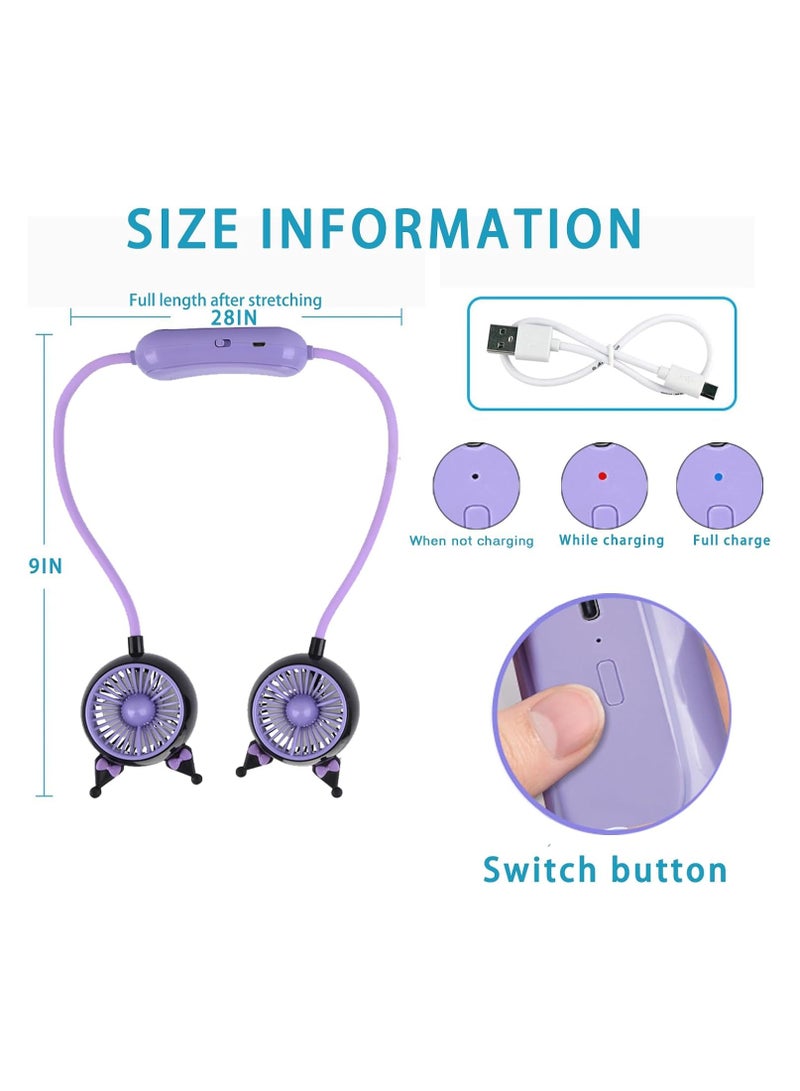 إسكدنيا مروحة عنق محمولة شخصية مع شحن USB، قابلة للتعديل بسرعتين، يمكن تثبيتها على الرقبة، مروحة عملية بدون استخدام اليدين - Image 2