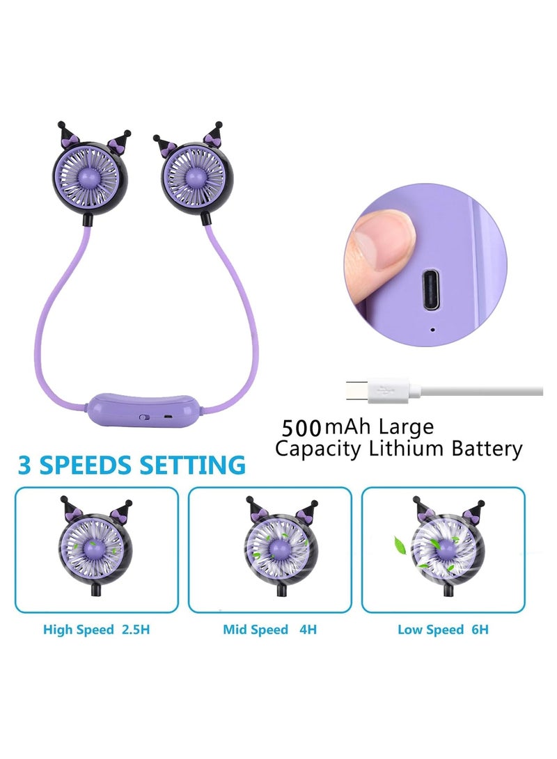 إسكدنيا مروحة عنق محمولة شخصية مع شحن USB، قابلة للتعديل بسرعتين، يمكن تثبيتها على الرقبة، مروحة عملية بدون استخدام اليدين - Image 3