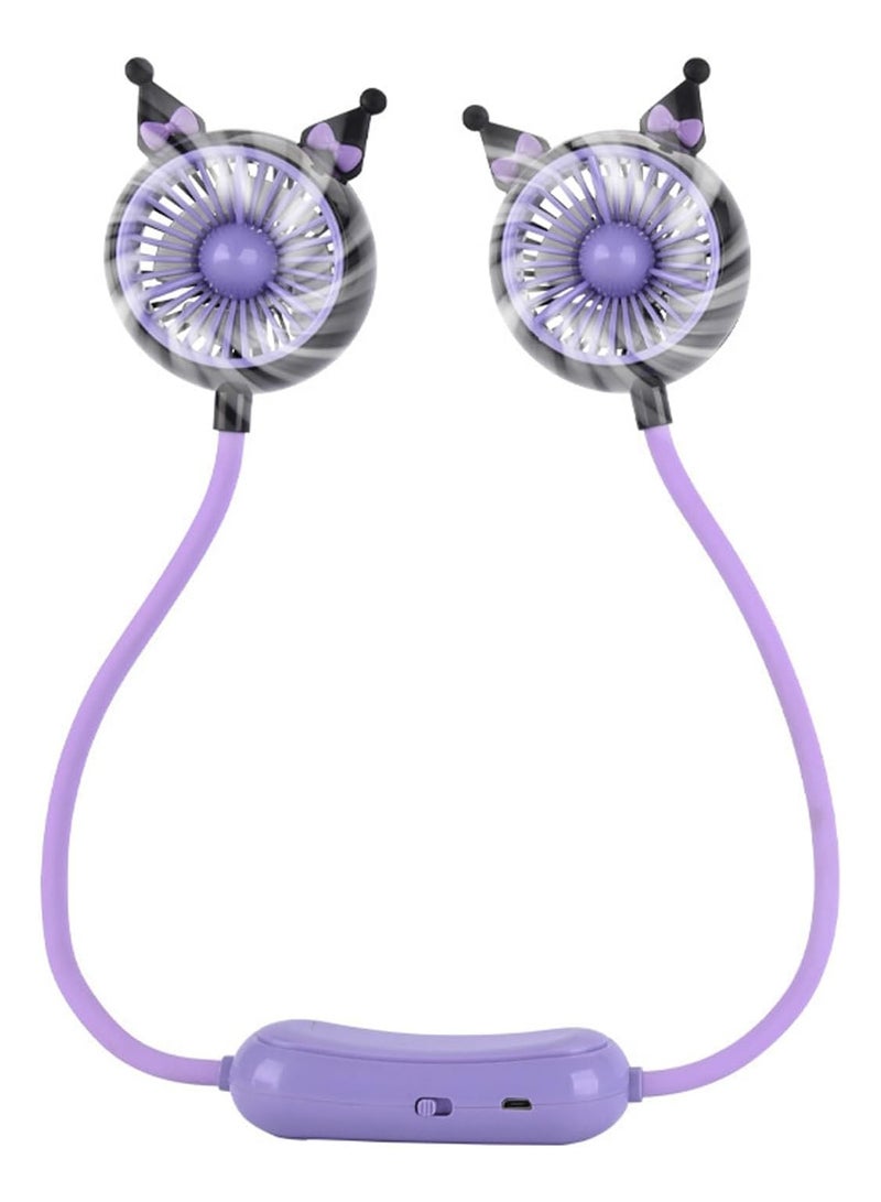 إسكدنيا مروحة عنق محمولة شخصية مع شحن USB، قابلة للتعديل بسرعتين، يمكن تثبيتها على الرقبة، مروحة عملية بدون استخدام اليدين - Image 1
