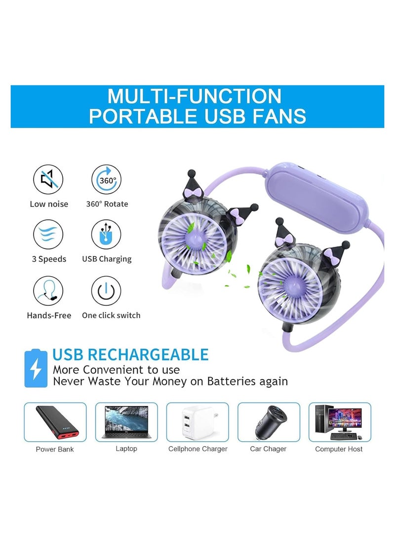 إسكدنيا مروحة عنق محمولة شخصية مع شحن USB، قابلة للتعديل بسرعتين، يمكن تثبيتها على الرقبة، مروحة عملية بدون استخدام اليدين - Image 4