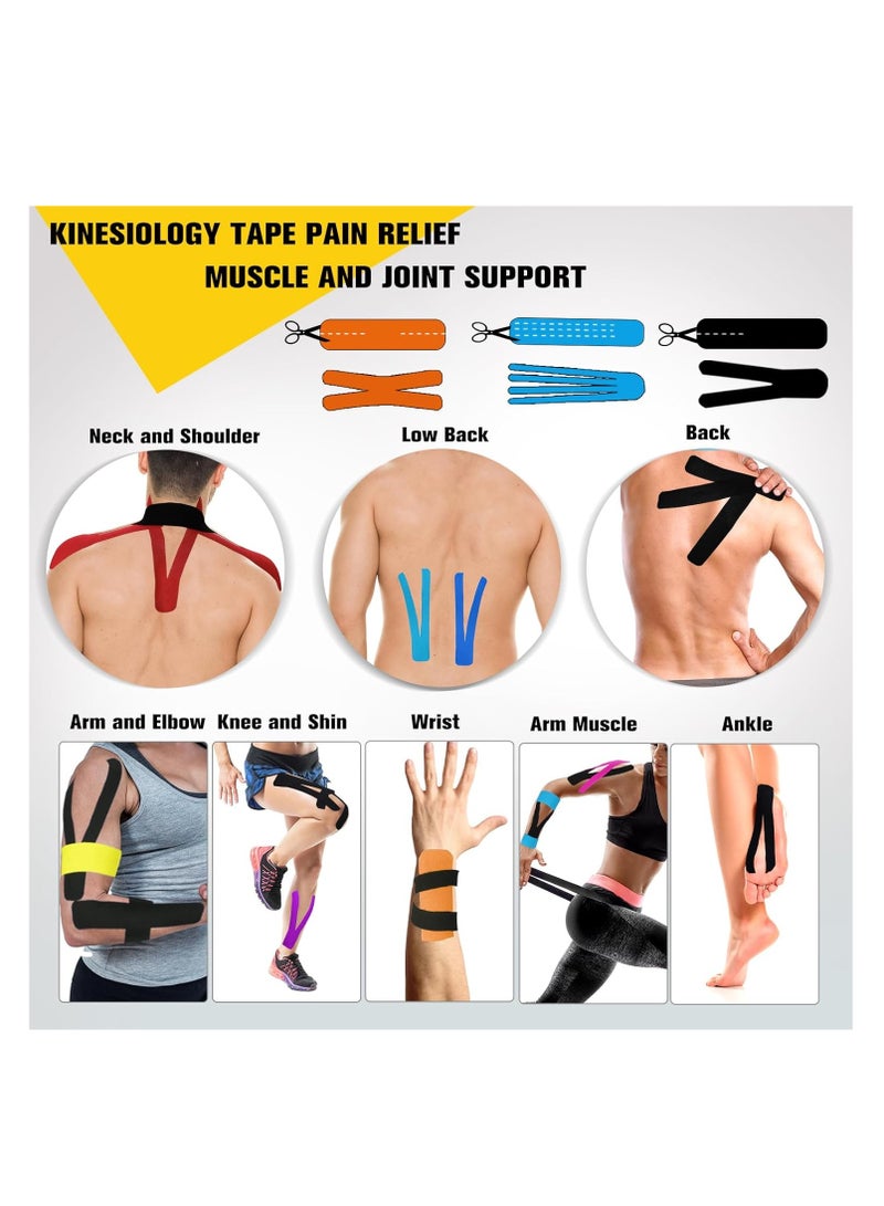 cyleto Pro Synthetic Kinesiology Tape 1 Roll, Athetic Sports Tape for Muscle Joint Support, Pain Relief for Knee Elbow Wrist Ankle Plantar Fasciitis, 2 in x 16.4 Ft, Light Blue - Image 4