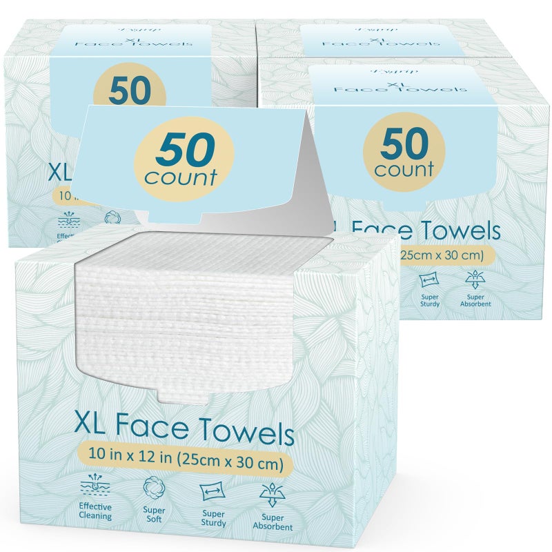 Fygrip 200 Count 4 Box XL Disposable Face Towels 10 x 12 100 Viscose Fibre Soft  Skin Friendly Face Towelettes Disposable Facial Tissue Wipes for Women Cleansing