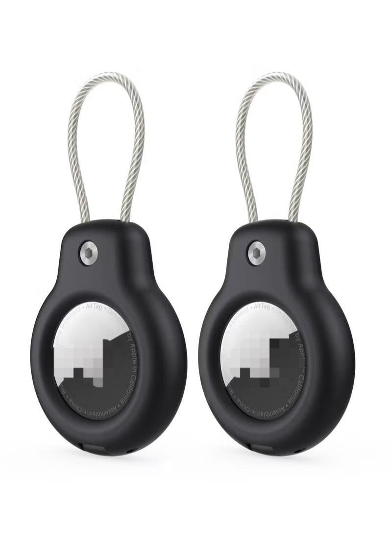 Compatible with Apple AirTag Secure Holder with Wire Cable, 2 Pack Air Tag Lock Case Keychain Key Ring Key Chain Luggage tag for Keys, Luggage More Men Women's Keyrings  - Image 1