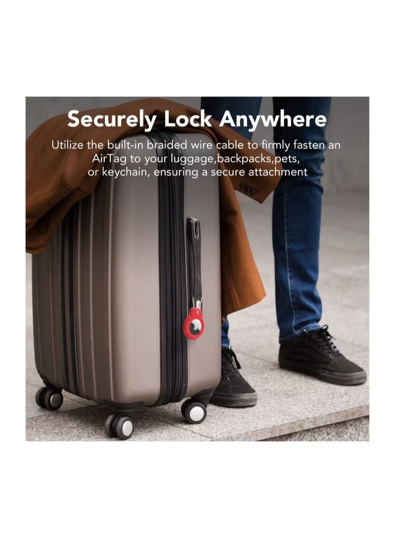 Compatible with Apple AirTag Secure Holder with Wire Cable, 2 Pack Air Tag Lock Case Keychain Key Ring Key Chain Luggage tag for Keys, Luggage More Men Women's Keyrings  - Image 4