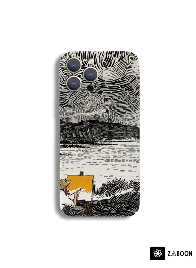 Zaboon Protective Case Cover For iPhone 14 Pro Precise Hole Oil Painting Pattern PC - Image 1