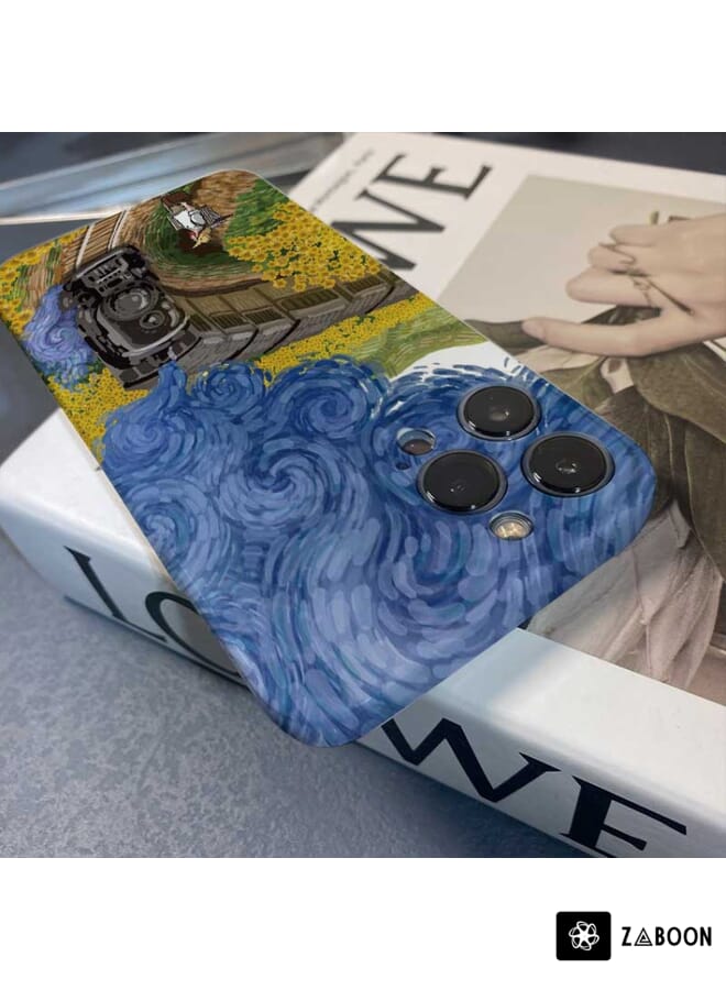 Zaboon Protective Case Cover For iPhone 14 Pro Precise Hole Oil Painting Pattern PC - Image 4