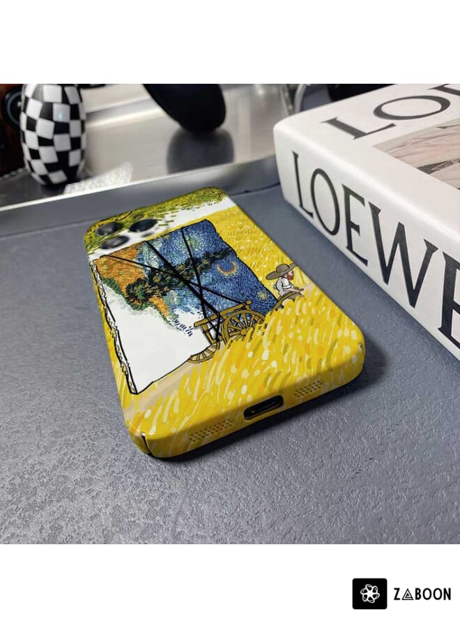 Zaboon Protective Case Cover For iPhone 14 Pro Precise Hole Oil Painting Pattern PC - Image 5