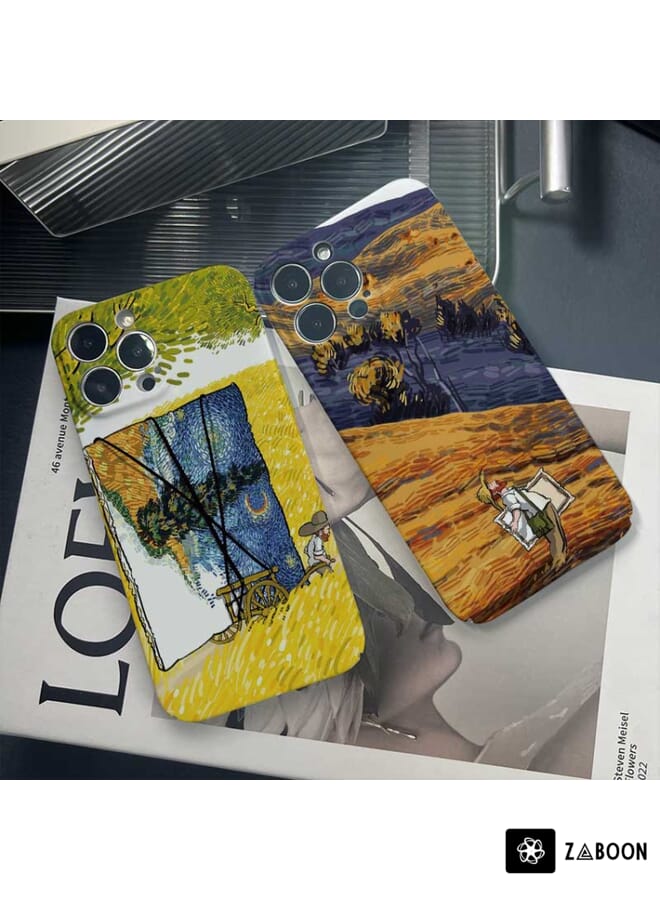 Zaboon Protective Case Cover For iPhone 14 Pro Precise Hole Oil Painting Pattern PC - Image 3