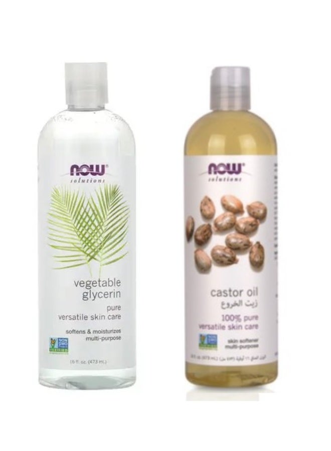 now Castor Oil 473 ml plus Glycerin Vegetable oil 473ml - Image 1