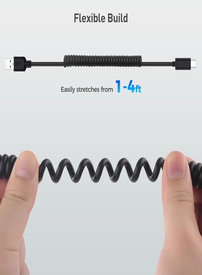 Cable Matters USB to USB C Coiled Cable with 3A/15W Fast Charging 1-4ft, Support Apple CarPlay, Android Auto, Coiled USBA to USBC Cable, for iPhone 16/15 Pro Max Plus, Galaxy S23, iPad - Image 4