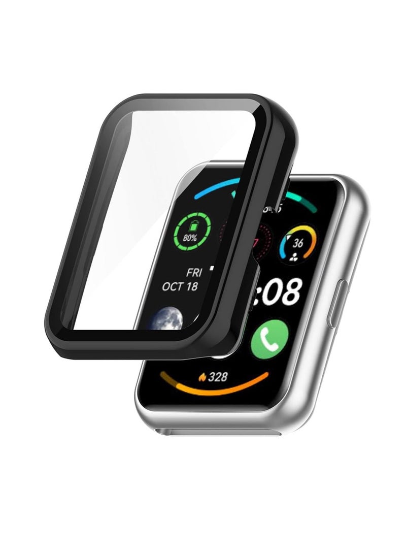 Protective Case Compatible with Huawei Watch Fit 2 9H Hardness PC Case Bumper Full Slim Protective Cover with Tempered Glass For Huawei Watch