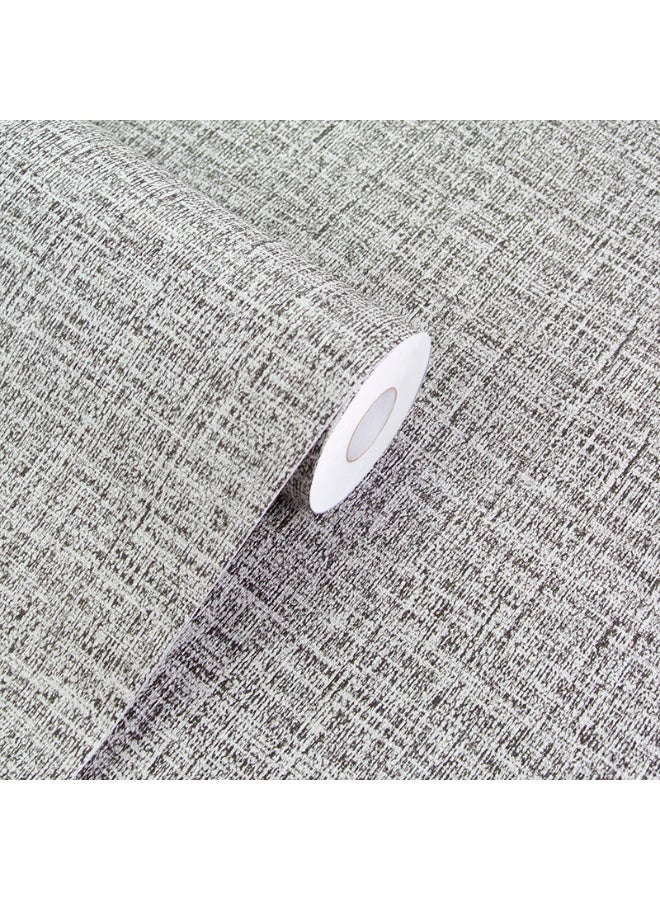 آنا ورق حائط ذاتي الالتصاق بتصميم قماش سميك رمادي غامق 40 سم × 10 م - Image 1