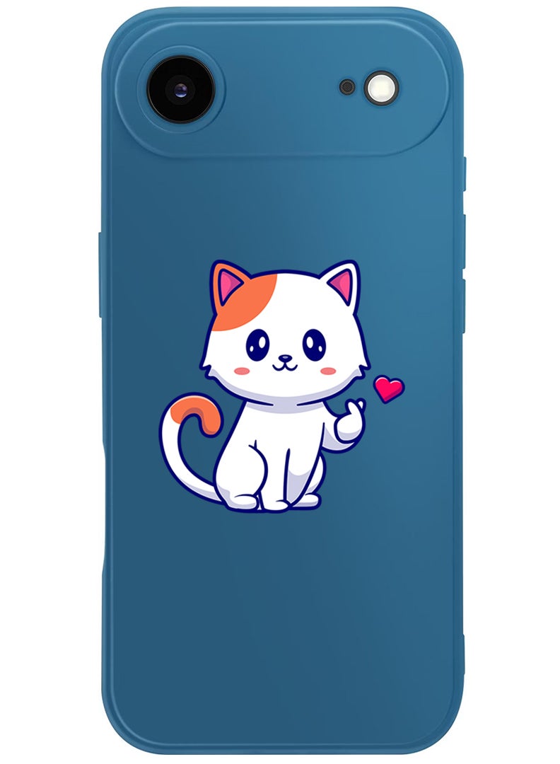 Theodor Protective Slim Fit Case Liquid Silicone Cover with Full Body Protection Anti-Scratch Shockproof Case For Apple iPhone 17 Air (Blue) Cat love - Image 1