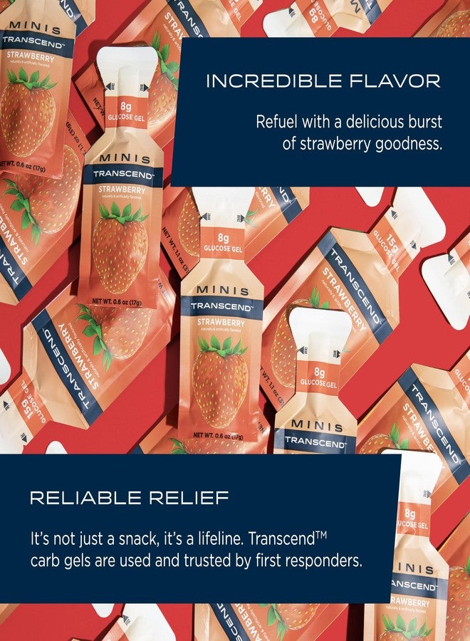 Transcend Foods Mini Strawberry Gel (.6 oz, Pack of 24) Fast-Acting Carb Gel Strawberry Flavor - Travel Size, Caffeine Free, Gluten Free - Image 3